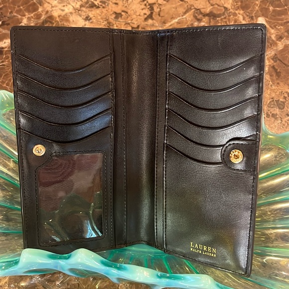 Lauren Ralph Lauren Black Leather Slim Snap Wallet - Picture 5 of 16